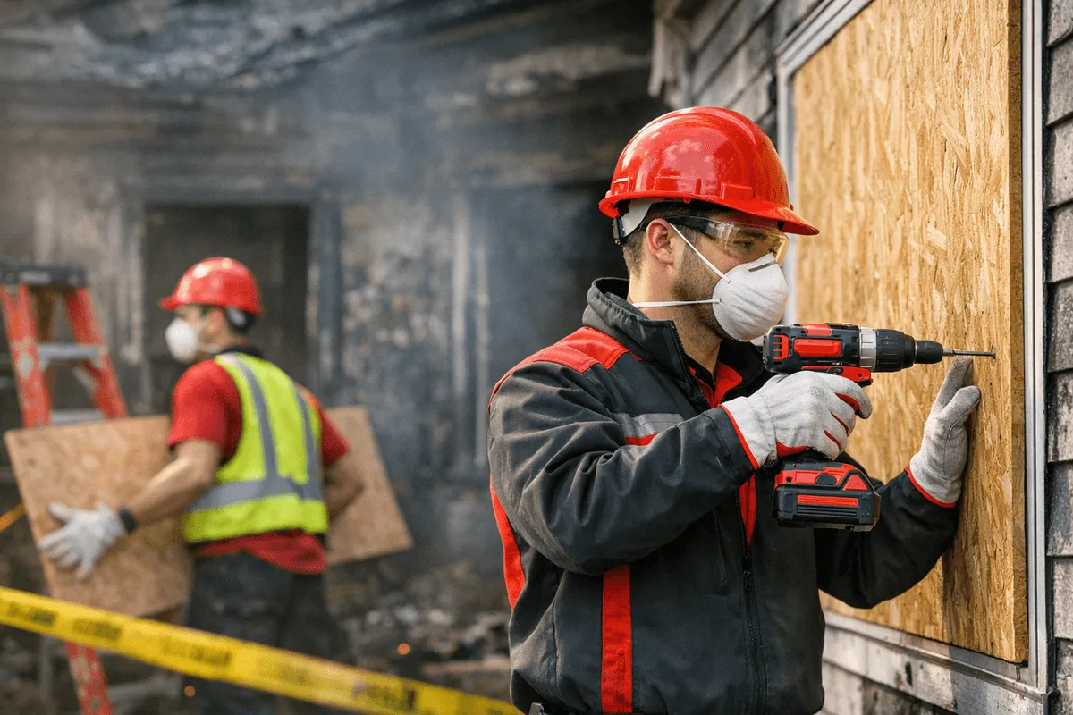 Emergency Board-up service by Dayton Ohio Fire Damage