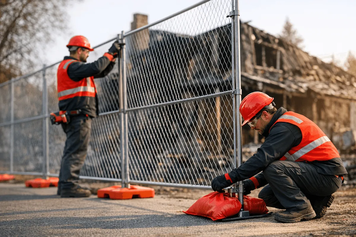 Temporary Fencing service by Dayton Ohio Fire Damage